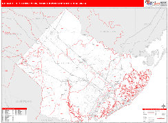 Atlantic City-Hammonton Metro Area Digital Map Red Line Style